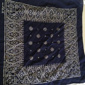 Navy blue and white cotton vintage pattern bandana